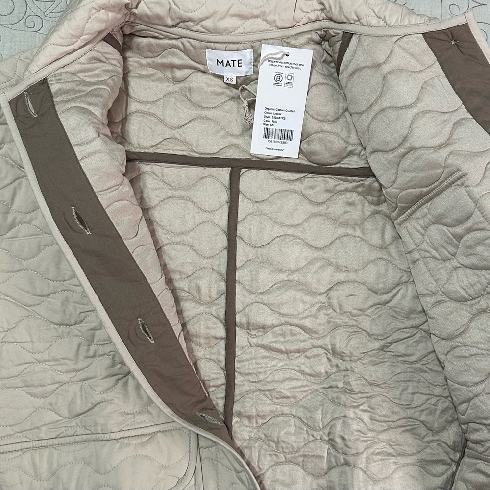 MATE the Label Organic Cotton Quilted Chore Jacket • XS • NWT • Natural - Picture 7 of 12